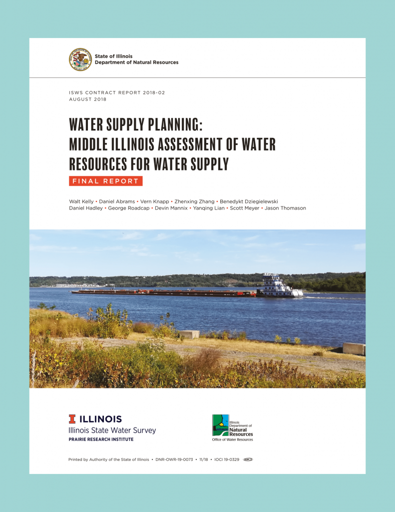 Front Cover of the 2018 Illinois State Water Survey Water Supply Planning: Middle Illinois Assessment of Water Resources for Water Supply
