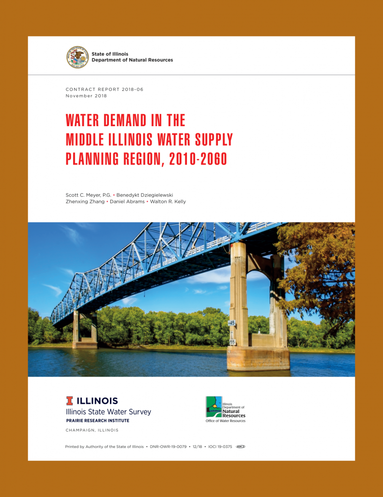 Front Cover of the 2018 Illinois State Water Survey Water Demand in the Middle Illinois Water Supply Planning Region, 2010-2060